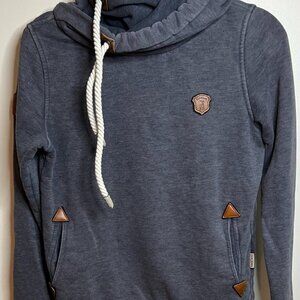 Naketano Medium Gray Color Cowl Neck Tunic Pullover Hoodie Size Medium